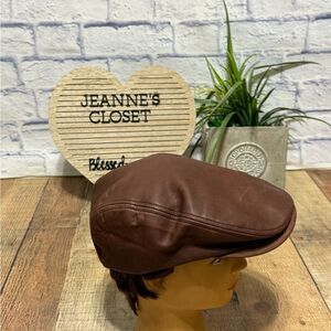Crowncap Leather Driving Hat Brown Cap Size M Leather Ivy cap